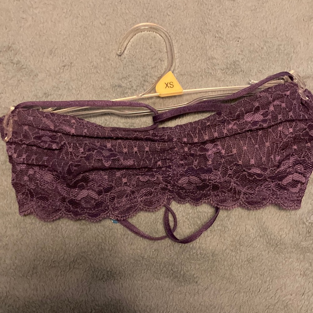 Free People Nwt “washed grape” bralette strapless lace!